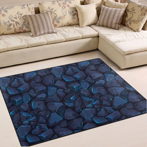 Ryvnso Texture Cartoon Stones Area Rug Floor Mats Non-Slip Home Carpet 80 x 58 inch
