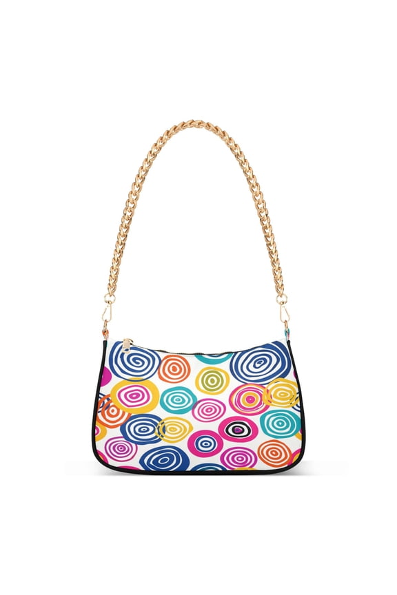 Texture Circle Womens Chain Shoulder Bag Tote Handbags Clutch Hobo Purse with Zipper for Travel