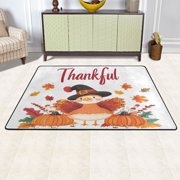 Ryvnso Thankful Cute Turkey Area Floor Mats Large Nursery Rugs Non-Slip Carpets Doormat 72 x 48