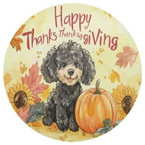 Ryvnso Thanksgiving Pumpkin Dog Round Plate Mats Dining Table Placemat 1 Piece for Holiday Decoration