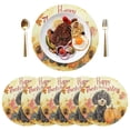 thumbnail image 1 of Ryvnso Thanksgiving Pumpkin Dog Round Plate Mats Dining Table Placemat Set of 6 for Holiday Decoration, 1 of 7