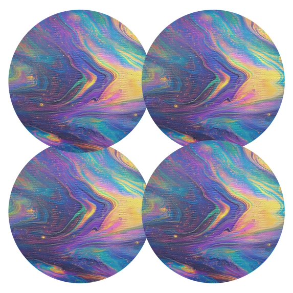 Ryvnso Tie Dye Rainbow Pattern Round Plate Mats Dining Table Placemat Set of 4 for Holiday Decoration