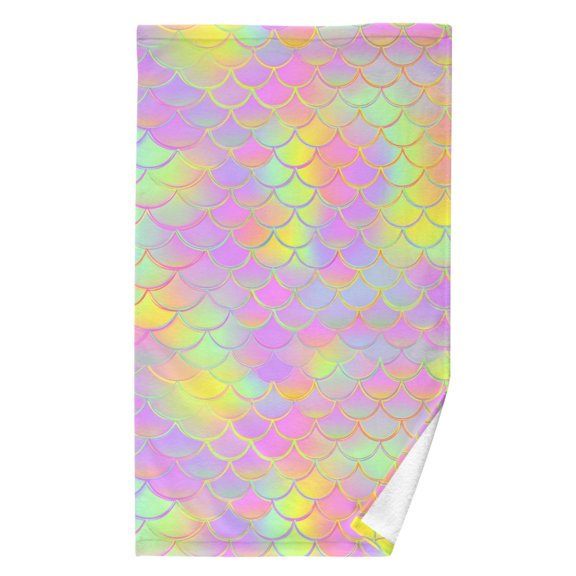 Ryvnso Tie-dye Scales Gradient Pattern Cotton Hand Towel Absorbent Face Bath Towels for Beach Pool Sports