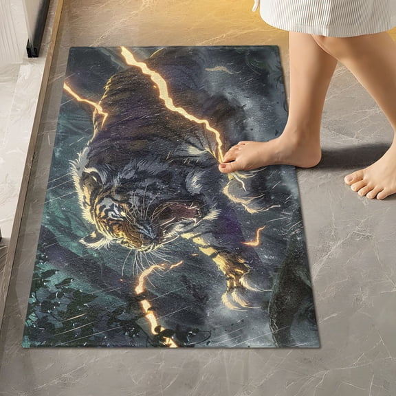 Ryvnso Tiger at Forest Bathroom Shaggy Rugs Toilet Rectangle Mat Soft Contour Rug 24"x16"