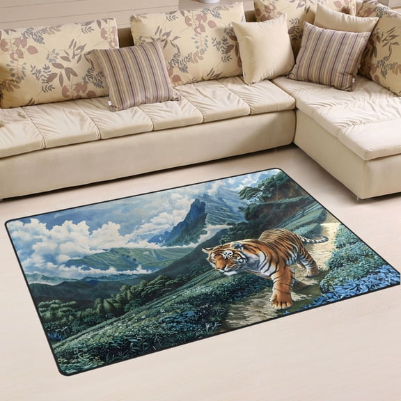 Ryvnso Tiger on Mountain Area Floor Mat Non-Slip Carpet Soft Rugs Doormats 31" x 20"