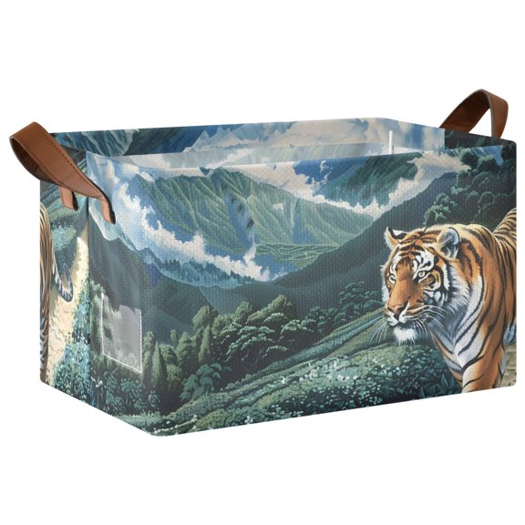 Ryvnso Tiger on Mountain Storage Bins Large Basket Foldable Cube Toys Organizer with Handles 1 PC