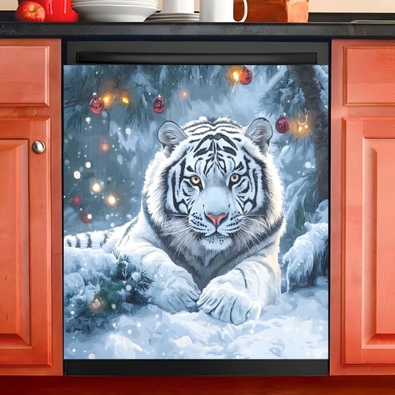 Ryvnso Tiger on Winter Dishwasher Magnetic Refrigerator Magnet Cover Kitchen Home Decorative 23"x26"