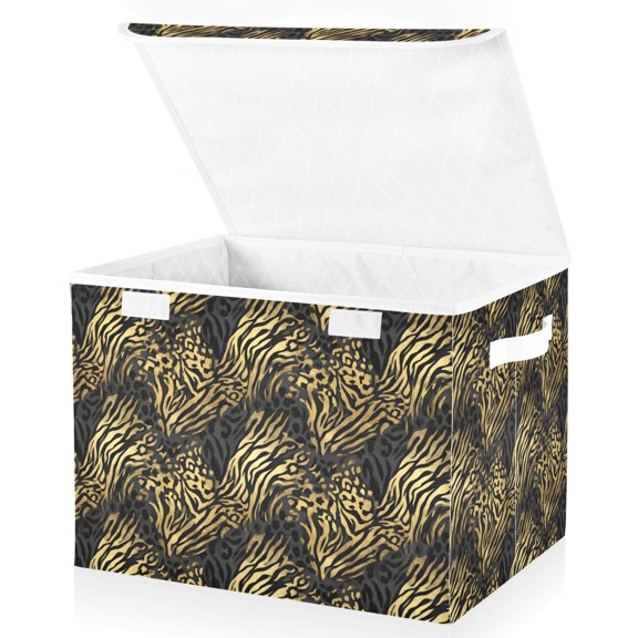 Ryvnso Tigers Pattern Storage Bins Lidded Foldable Organizer Containers Baskets Cube