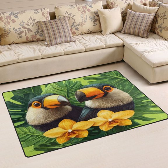 Ryvnso Toucan Palm Flower Area Floor Mat Non-Slip Carpet Soft Rugs Doormats 31" x 20"