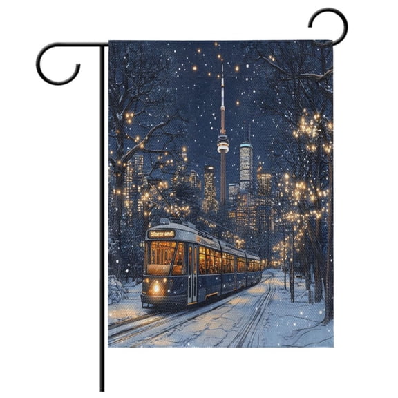 Ryvnso Train Winter View Garden Flag 12x18 Inch Double Sided Seasonal Yard Decoration