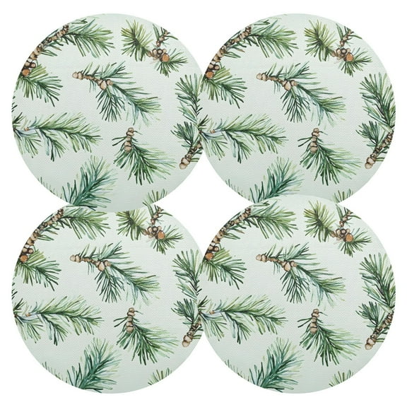 Ryvnso Tree Branches Round Plate Mats Dining Table Placemat Set of 4 for Holiday Decoration