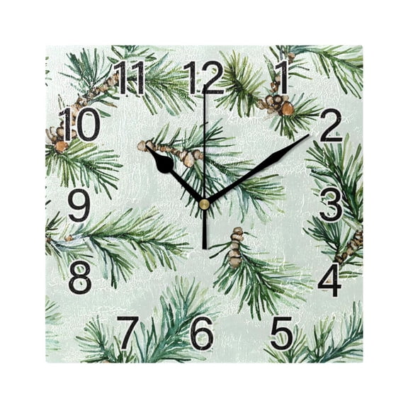 Ryvnso Tree Branches Wall Clock Square Silent Non-Ticking Battery Operated 7.78"
