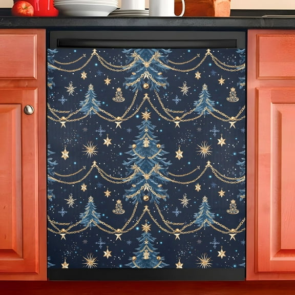 Ryvnso Tree Christmas Star Dishwasher Magnetic Refrigerator Magnet Cover Kitchen Home Decorative 23"x26"