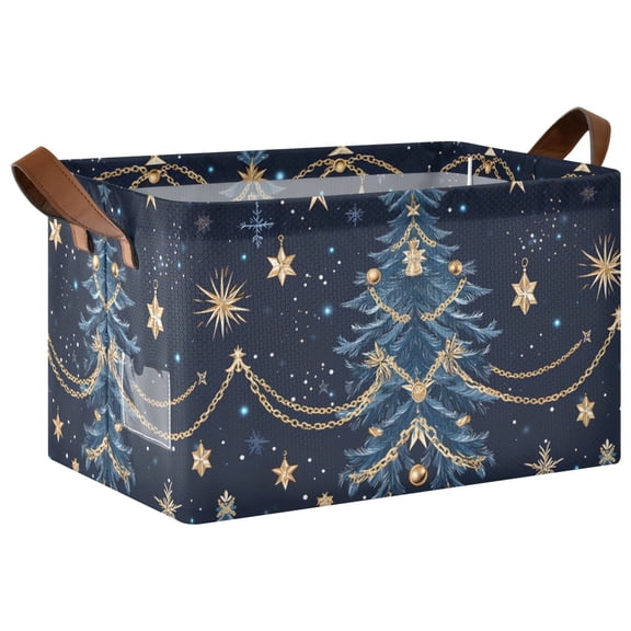 Ryvnso Tree Christmas Star Storage Bins Large Basket Foldable Cube Toys Organizer with Handles 1 PC
