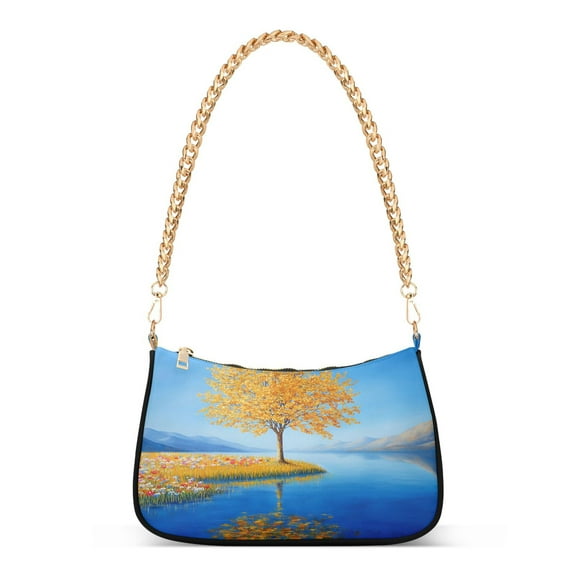 Ryvnso Tree Mountain View Womens Chain Shoulder Bag Tote Handbags Clutch Hobo Purse with Zipper for Travel