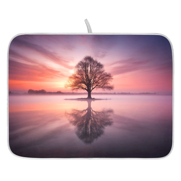 Ryvnso Tree on Island Dish Drying Mat for Kitchen Countertop 18x24 Large Dish Pad Drainer Rack Dish Sink Mats