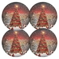 thumbnail image 1 of Ryvnso Trees Christmas Round Plate Mats Dining Table Placemat Set of 4 for Holiday Decoration, 1 of 7