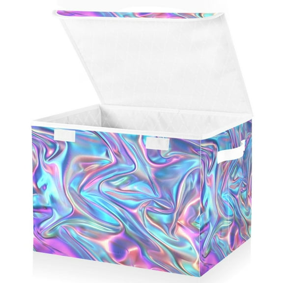 Ryvnso Trendy Liquid Large Lidded Foldable Storage Baskets Cubes Boxes Lids Bin for Home