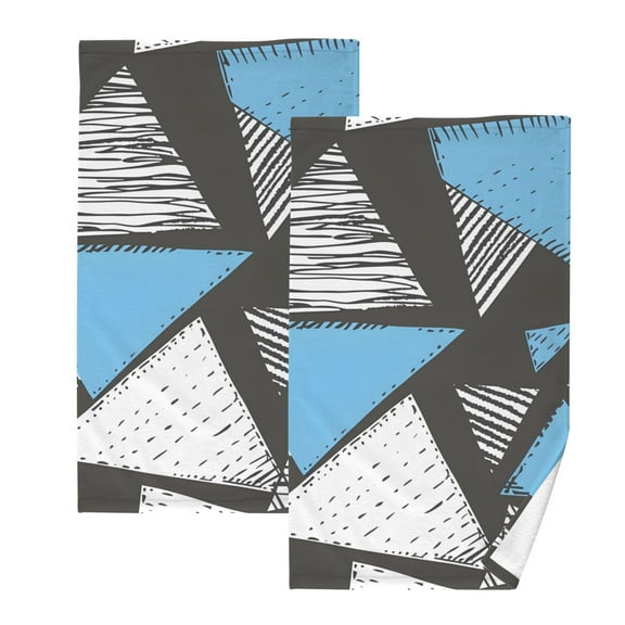 Ryvnso Triangle Geometry Artistic Cotton Hand Towels Sets Face Towel 2 PCs Bathroom Decorative