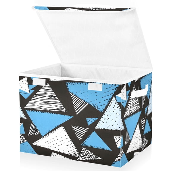 Ryvnso Triangle Geometry Artistic Large Lidded Foldable Storage Baskets Cubes Boxes Lids Bin for Home