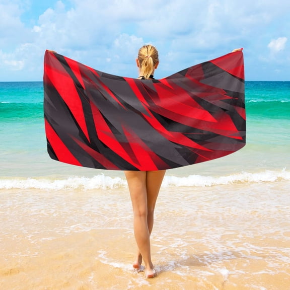 Ryvnso Triangle Geometry Pattern Oversized Beach Towel Microfiber Bath Blankets Swimming Fitness 37" x 74"