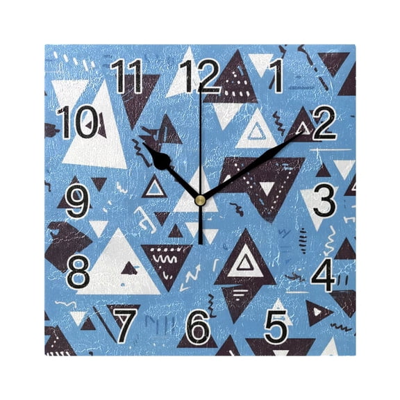 Ryvnso Triangle and Line Geometry Wall Clock Square Silent Non-Ticking Battery Operated 7.78"