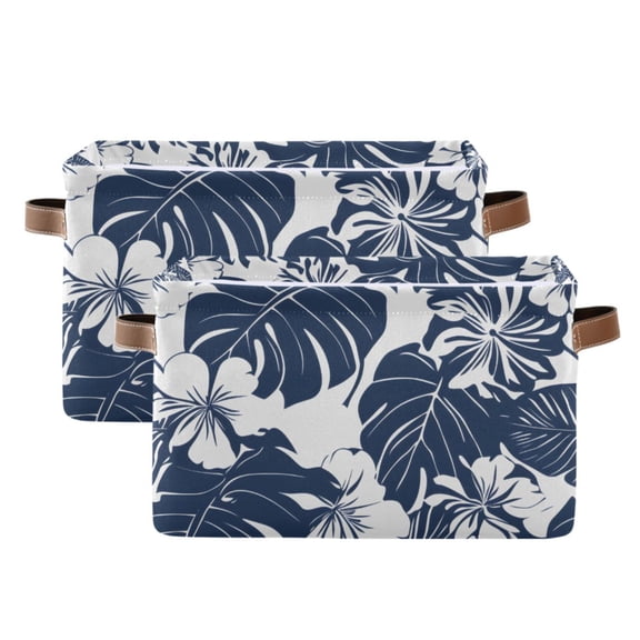Ryvnso Tropical Flower-t5 Storage Basket Large Bin Foldable Boxes Toys Organizer 14.2x10.2x8.3in 2 PCs