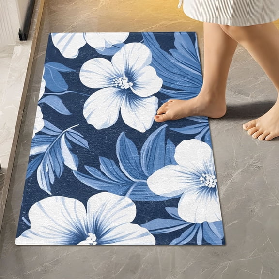 Ryvnso Tropical Flower-t9 Bathroom Shaggy Rugs Toilet Rectangle Mat Soft Contour Rug 24"x16"