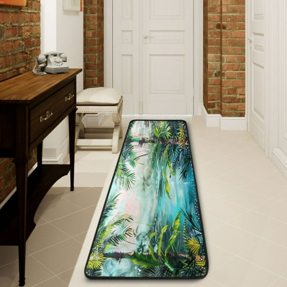 Ryvnso Tropical Forest Hallway Runner Rugs Floor Carpet Non Slip Entryway Mat 2' x 6'