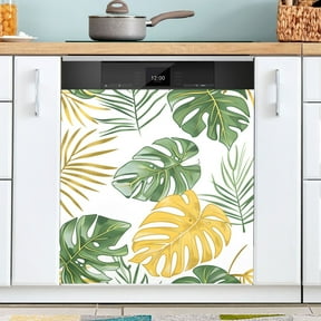 Ryvnso Tropical Leaves Green Dishwasher Magnetic Refrigerator Magnet Cover Kitchen Home Decorative 23"x26"