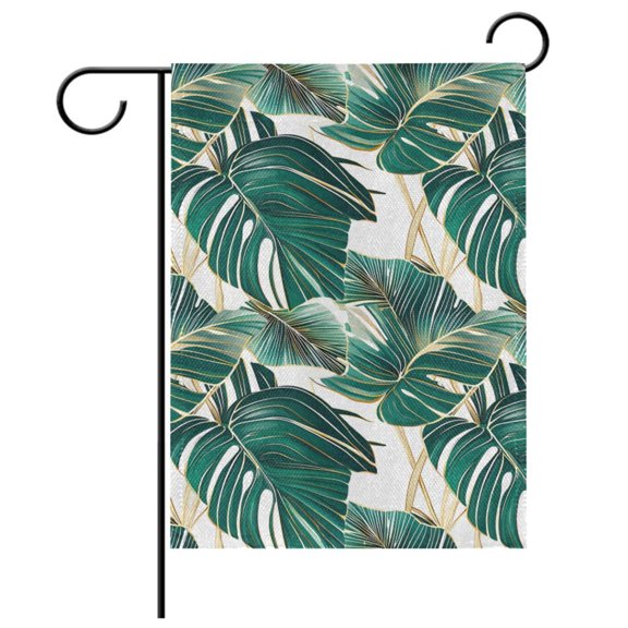 Ryvnso Tropical Leaves Green Garden Flag 12x18 Inch Double Sided Seasonal Yard Decoration