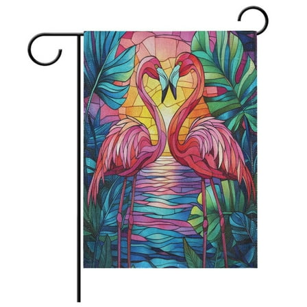 Ryvnso Tropical Rainforest Flamingo Garden Flag 12x18 Inch Double Sided Seasonal Yard Decoration