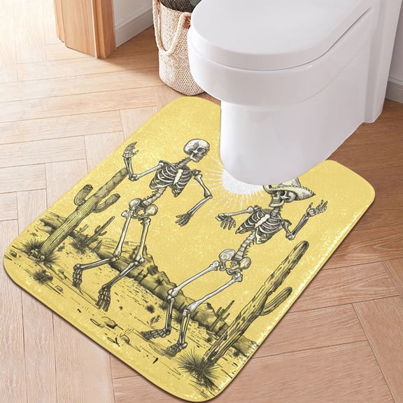 Ryvnso Tropical Skeleton Dancing Bathroom Shaggy Rugs Toilet U Shape Mat Soft Contour Rug 20"x24"