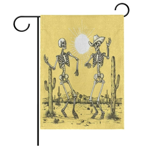 Ryvnso Tropical Skeleton Dancing Garden Flag 12x18 Inch Double Sided Seasonal Yard Decoration