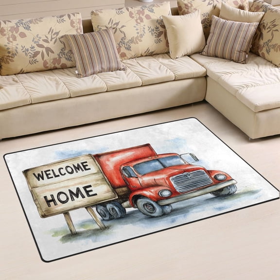 Ryvnso Truck Pattern Area Floor Mat Non-Slip Carpet Soft Rugs Doormats 31" x 20"