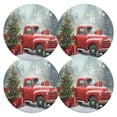 thumbnail image 1 of Ryvnso Truck and Christmas Tree Round Plate Mats Dining Table Placemat Set of 4 for Holiday Decoration, 1 of 7