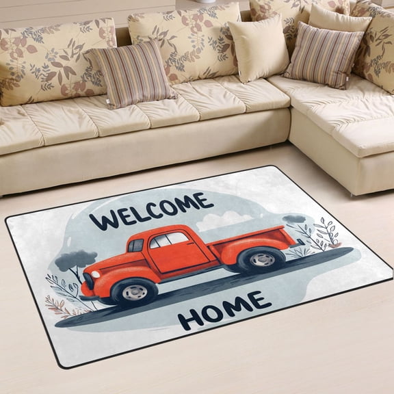 Ryvnso Truck and Leaf Area Floor Mat Non-Slip Carpet Soft Rugs Doormats 31" x 20"