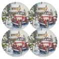 thumbnail image 1 of Ryvnso Truck in Chritmas Round Plate Mats Dining Table Placemat Set of 4 for Holiday Decoration, 1 of 7