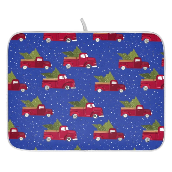 Ryvnso Trucks Polka Dots Dish Drying Mat for Kitchen Countertop 18x24 Large Dish Pad Drainer Rack Dish Sink Mats