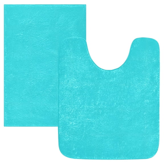 Ryvnso Turquoise Bathroom Shaggy Rugs Toilet Mat Soft Contour Rug
