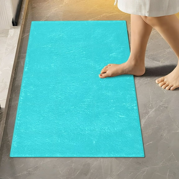 Ryvnso Turquoise Bathroom Shaggy Rugs Toilet Rectangle Mat Soft Contour Rug 24"x16"