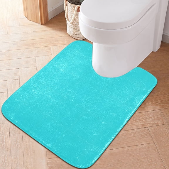 Ryvnso Turquoise Bathroom Shaggy Rugs Toilet U Shape Mat Soft Contour Rug 20"x24"