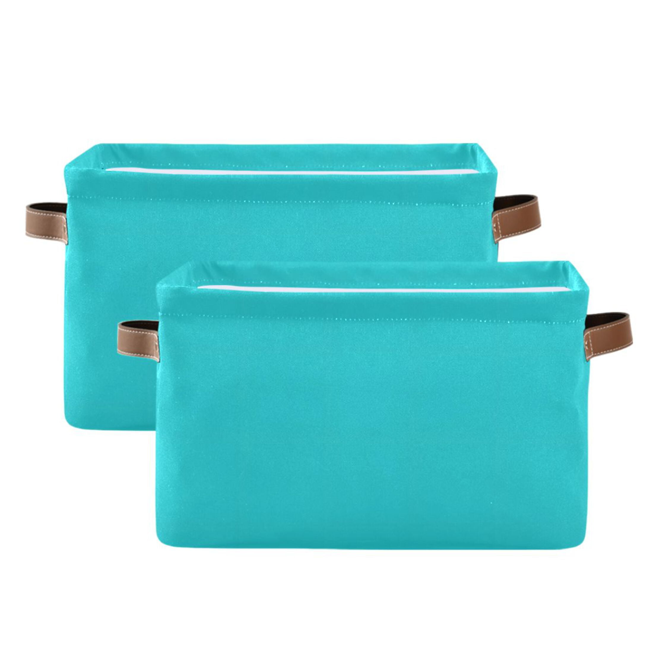 Ryvnso Turquoise Storage Basket Large Bin Foldable Boxes Toys Organizer 14.2x10.2x8.3in 2 PCs