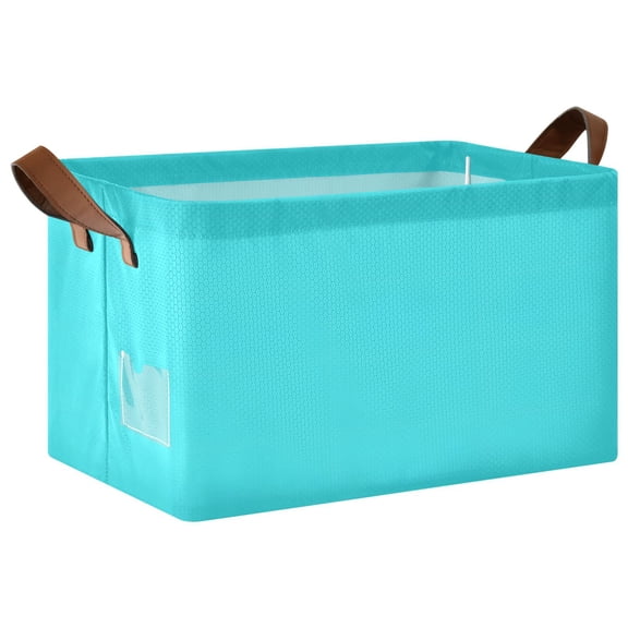 Ryvnso Turquoise Storage Bins Large Basket Foldable Cube Toys Organizer with Handles 1 PC