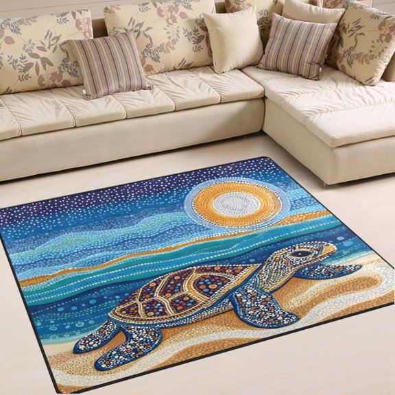 Ryvnso Turtle Art Paint Area Rug Floor Mats Non-Slip Home Carpet 63 x 48 inch