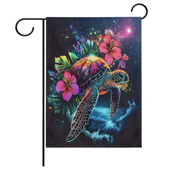Ryvnso Turtle Flowers Garden Flag 12x18 Inch Double Sided Seasonal Yard Decoration