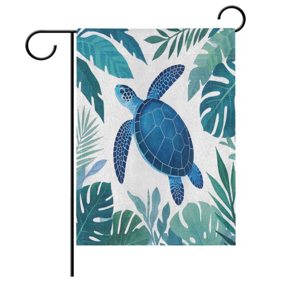 Ryvnso Turtle Palm Leaves Pattern Garden Flag 12x18 Inch Double Sided Seasonal Yard Decoration