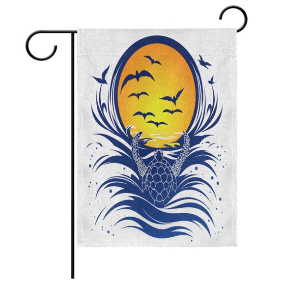 Ryvnso Turtle Sunset Garden Flag 12x18 Inch Double Sided Seasonal Yard Decoration