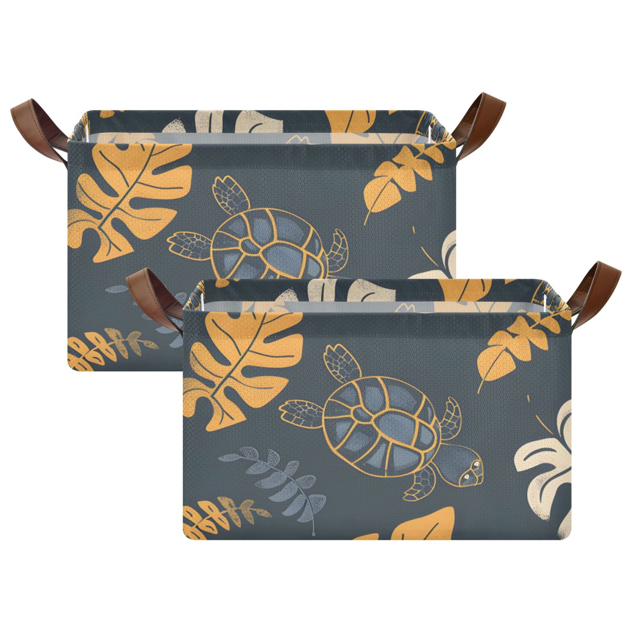 Ryvnso Turtle and Leaf Storage Bins Large Basket Foldable Cube Toys ...