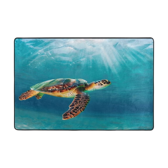 Ryvnso Turtle under Sea Area Floor Mats Large Nursery Rugs Non-Slip Carpets Doormat 36" x 24"